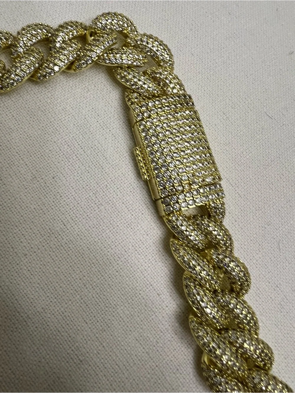 15 mm Gold-Tone Pave Cuban Link Necklace and Bracelet Set